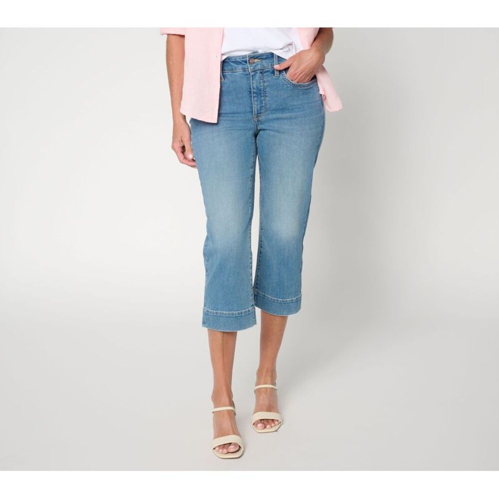 NYDJ Women's Plus Sz Pants 18W Marilyn Straight Leg Capri JeansCool Blue